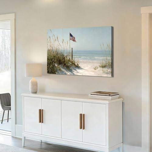 Ship Next Day – Patriotic Canvas Wall Art, American Flag Pictures, Framed Canvas Prints, Americana Wall Decor, Coastal Beach Canvas Prints, Living Room Artwork, Rustic Farmhouse Decor - Image 3