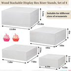 Roowest 4 Pack Wooden Display Risers, Rustic Cake Stands, Vintage White - Image 4
