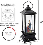 Eldnacele Nativity Singing Snow Globe Lantern with 6 Hour Timer - Image 3