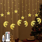Lewondr 138 LEDs Star Moon String Curtain Lights, Warm Light by Lewondr