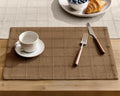 ZeeMart Linen Checked Farmhouse Placemats Set of 6, Roasted Brown 13x19in by ZEEMARTONLINE