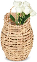 YRMT Water Hyacinth Woven Hanging Basket Wall Hanging Basket Decorative Front Door Basket Decor for Flower Plants Boho 15" x 10" by YRMTKIHE