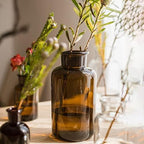 TOPZEA Set of 8 Amber Glass Vase, 17oz Boho Flower Vase Bud Vases Decorative Brown Medicine Glass Bottles Vintage Small Apothecary Jars for Home Décor, Dining Table, Wedding Centerpiece, Bridal Shower - Image 4