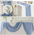 20 Pack Dusty Blue Cheesecloth Table Runner 17x108 Inch Boho Wrinkled Sheer Gauze Cheese Cloth Table Runner Bulk Romantic Decor for Wedding, Bridal Shower, Birthday Party - Image 4