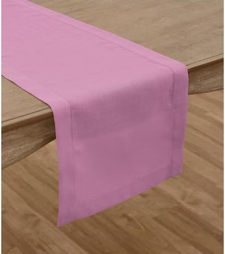 Solino Home 100% Linen Table Runner Violet, Classic Hemstitch 14 x 90 in - Image 2