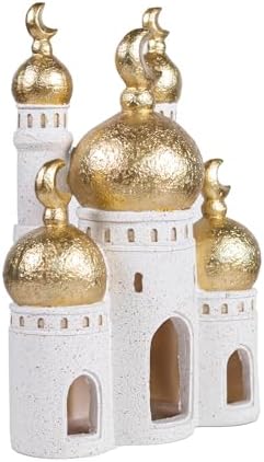 Mubarak Mosque Castle Sculpture, White and Gold, 10.24x7.09x3.54 - Image 2