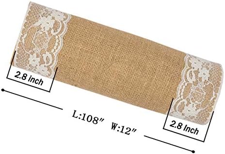 MDS 5 PCS 100% Natural Burlap Table Runners 12" x 108" with Lace, Rustic Farmhouse Country Vintage Boho Jute Runner for Wedding Reception Birthday Party Home Kitchen Dining Coffee Table Decoration - Image 4