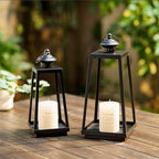 Black Metal Lantern Decorative Indoor, Set of 2 Wedding Decor - Image 5