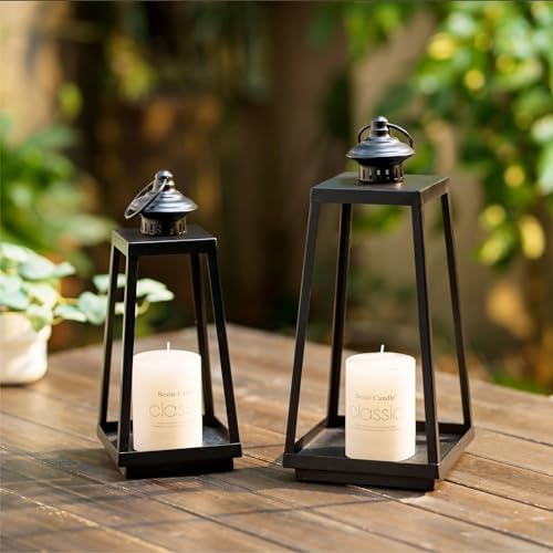 Black Metal Lantern Decorative Indoor, Set of 2 Wedding Decor - Image 5