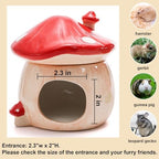 Hacaroa 3 Pack Ceramic Hamster Hideout, Mushroom Shape Guinea Pig Food Bowl Cute Water Bottle with Stand, Cool Hamster Bed House Small Animal Cage Accessories for Dwarf Hamsters, Mice, Gerbils - Image 3