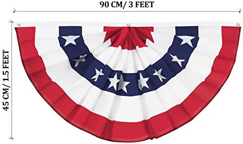 American Flag Bunting Patriotic Pleated Fan Flag USA Flags with Brass Grommets and Zip Ties for 4th of July Memorial Day Decoration Outdoor (5, 1.5x3 Feet) - Image 2