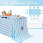2 Pack Striped Tablecloth 57x84 Inch Light Blue and White Tablecloth - Image 3
