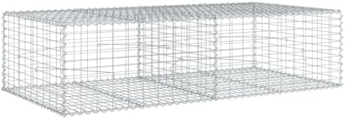 vidaXL Gabion Basket with Cover 78.7"x39.4"x19.7" Galvanized Iron - Image 7