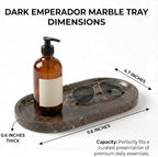 YKAJO Dark Emperador Oval Marble Tray, 9.8x4.7 Vanity Perfume Organizer - Image 3