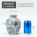 SIDUCAL Ceramic Chinoiserie Floral Vase | 6.3 Inch Blue and White Vintage | Retro Ice Cracked Blue and White Porcelain Vase for Table, Living Room, Bathroom Decoration, Shelf Decor, Mantel - Image 3