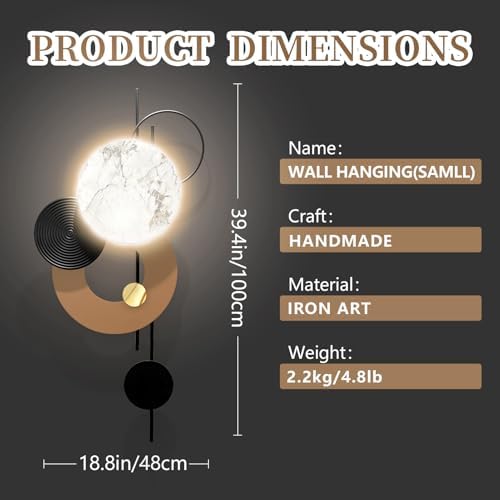 Large Metal Wall Decor with Light Modern Metal Wall Art Voice Controlled Luminescence3D Wall Sculptures Wall Hanging Decoration for Living Room Dinning Room Entryway Kitchen Office (19L“x39"W-Light) - Image 2