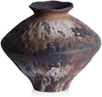 Wabi Sabi Rusty Vintage Vase, 11.4" Tall Wabi Sabi Decor Rustic Farmhouse Pottery Vase for Centerpiece, Textured Pottery Flower Vases for Home Decorative, Table, Living Room (Black Brown, Large) by QIANLING