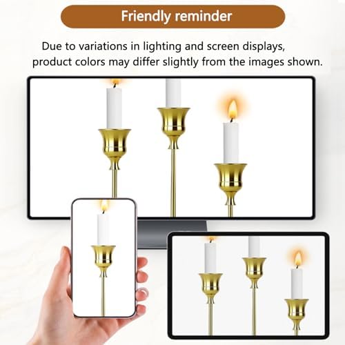6 Sets Candle Holder Gold Candlestick Holders -Vintage Modern Metal Taper Candle Holders, Decorative Centerpiece for Table Mantel, Wedding Kitchen Home Decor, Wedding Gift,18Pcs - Image 6