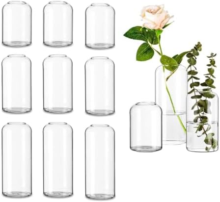 Glasseam Glass Bud Vases for Centerpieces, 12 Pcs Clear Small Vases in Bulk by Glasseam