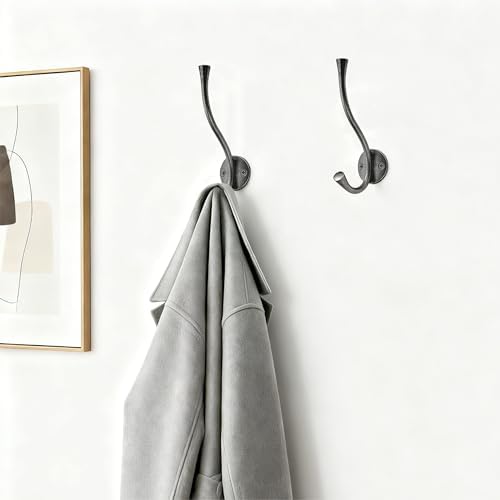 SAILING 3 Pack Coat Hooks - Antique Nickel Coat Hooks Decorative Wall Hooks for Bathroom Living Room Bedroom Hanger for Robe Dressing Room Fitting Room - Image 5