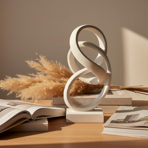 10" Modern Abstract Ribbon Decorative Sculpture, Knot Sculptures,Home Decor,Coffee Table Statues,Dining Living Room Desk Decor（White） - Image 4