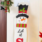Glitzhome 42"H Christmas Double Sided Snowman Porch Sign,Wooden Xmas Porch Decor Lean Against Wall or Hang for Front Door, Welcome Sign for Indoor Outdoor Holiday Festive Decorations - Image 6