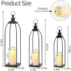 Decorative Candle Lanterns Set of 3, Black Metal for Indoor & Outdoor - Image 4