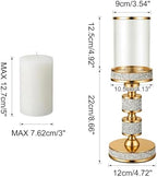 Hurricane Candle Holder, 13.5" Tall Metal Candle Stand, Glass Pillar Holder - Image 2