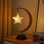 LED Decorative Lamp Star Moon Lamp Handmade Iron Night Lamp 3D Magic Moonlight Lamp Bedroom Moon Lamp Christmas Home Decoration USB Power Supply 5.5 * 5.1 * 11 Inch （Pentagram Warm） - Image 2