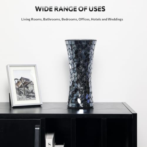 Mosaic Flower Glass Vase, 12 Inch Black Mosaic Vase for Centerpiece - Image 4