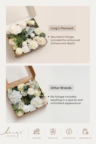 Ling's moment Fake Flowers Box, Cream & Apricot Grand Combo - Image 6