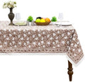 Home Spun & Crafts 72x160 Inches Rectangle Hand Block Print Tablecloth, 100% Cotton, Brown Floral Table Cloths Washable, Traditional Indian for Dining Outdoor Thanksgiving Halloween Christmas by HomeSpunCrafts