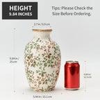 9.84 Inch Vintage Green and Beige Chinoiserie Floral Vase, Antique Rustic Ceramic Vase for Home Decor, Living Room, Bookshelf, Office, Entryway, Garden, Chinoiserie Decor, Tuscan Decor - Image 2