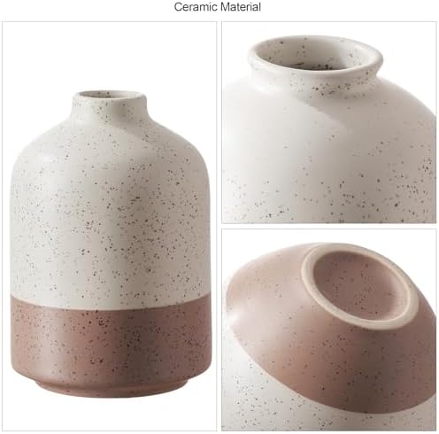 DN DECONATION Flower Vase Set of 3, Small Ceramic Vase Farmhouse Home Decor - Image 4