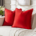 FUTEI Pack of 2 Velvet Decorative Throw Pillow Covers 20x20 Inch, Red by FUTEI