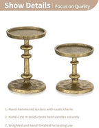 NUPTIO Gold Candle Holders for Pillar: Antique Brass Cast Iron Candle Stand - Image 5