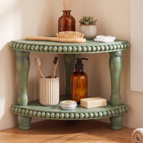 Kigley 2 Tiered Corner Bathroom Counter Organizers and Storage, Green by Kigley