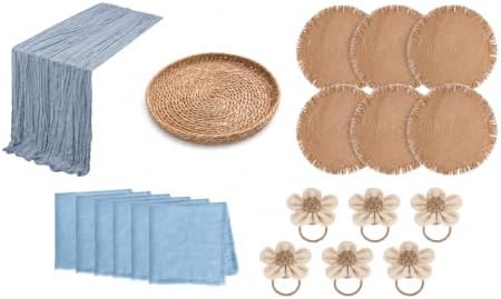 Britimes Runner Set, Blue Boho Farmhouse, 20 Pack, Cheesecloth by Britimes