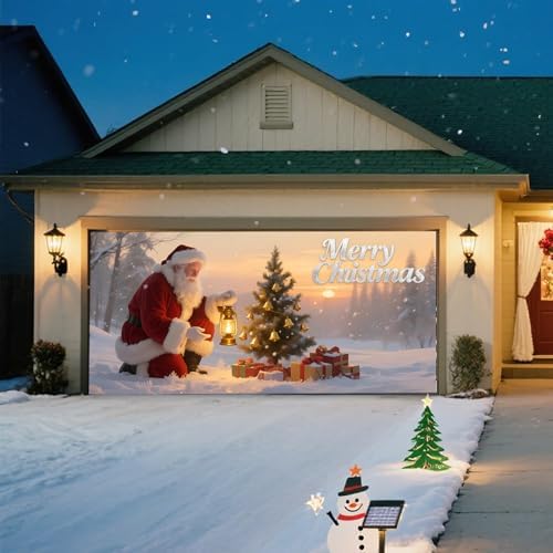 Christmas Garage Door Banner – Santa Claus, Xmas Tree & Gift Boxes, Large Waterproof Reusable Outdoor Holiday Cover for Home, Yard, Party & Photo Backdrop,16 x 7ft/4.8 x 2.1m - Image 6