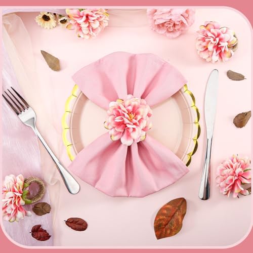 24 Pcs Flower Napkin Rings Daisy Flower Handcraft Floral Napkin Holder Rings for Wedding, Holiday Banquet, Luncheons, Birthday Party Dining Table Decor - Image 2