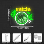 Matcha Neon Sign, Green Tea LED Wall Decor for Cafe, Tea Shop & Home Bar - Image 4