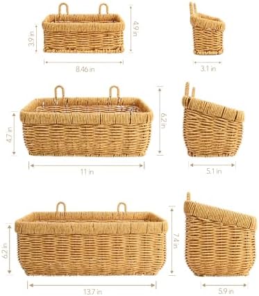AceList Wall Hanging Basket, Boho Style Hand-Woven Hanging Storage Baskets - Set of 3, Ideal for Boho Room Decor, Kitchen, Garden, and Living Room - Image 3
