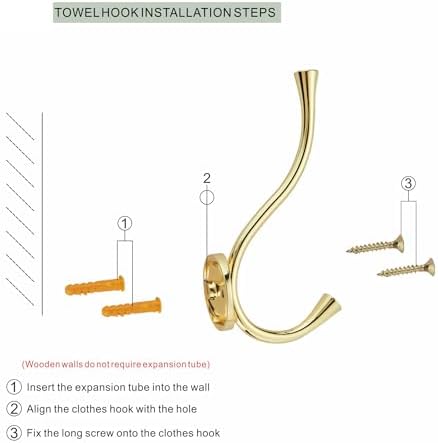 SAILING 3 Pack Coat Hooks - Polished Gold Coat Hooks Decorative Wall Hooks for Bathroom Living Room Bedroom Hanger for Robe Dressing Room Fitting Room - Image 4
