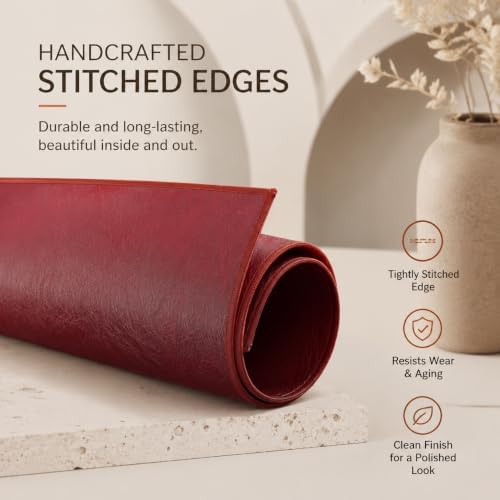 Red Faux Leather Table Runner Waterproof Heatproof for Christmas 120 inch - Image 6