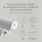 Over&Back 18x90 Woven Frayed Chambray Cotton Table Runner - Washable Table Runners for a Custom Home Decor Tablescape - Hand-Finished Frayed Edges - Coffee Table, Dinner Table, Living Room - Grey - Image 2