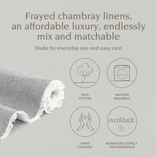 Over&Back 18x90 Woven Frayed Chambray Cotton Table Runner - Washable Table Runners for a Custom Home Decor Tablescape - Hand-Finished Frayed Edges - Coffee Table, Dinner Table, Living Room - Grey - Image 2