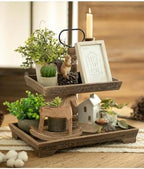 Hanobe 2 Tiered Decorative Trays Stand Coastal Beach Coffee Table Decor - Image 2