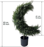 Artificial Crescent Moon Topiary Tree Ramadan Eid Mubarak Decoration Potted Faux Green Plant for Islamic Festival Indoor Home Christmas Decor (63cm/25inch) - Image 3