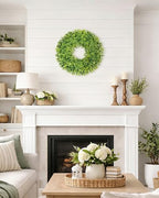 DDHS 23" Boxwood Wreaths Front Door, Artificial Spring Summer Wreath with Sash and Foldable, Green Year Round Indoor Outdoor for Farmhouse Fireplaces and Porches DIY St Patricks Day Decorations - Image 4