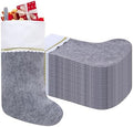 24 Pack Felt Christmas Stockings, 19 Inches Grey and White Christmas Stockings, White Cuff with Gold Trim Christmas Stockings for Family Christmas Holiday Decorations by Tokforty